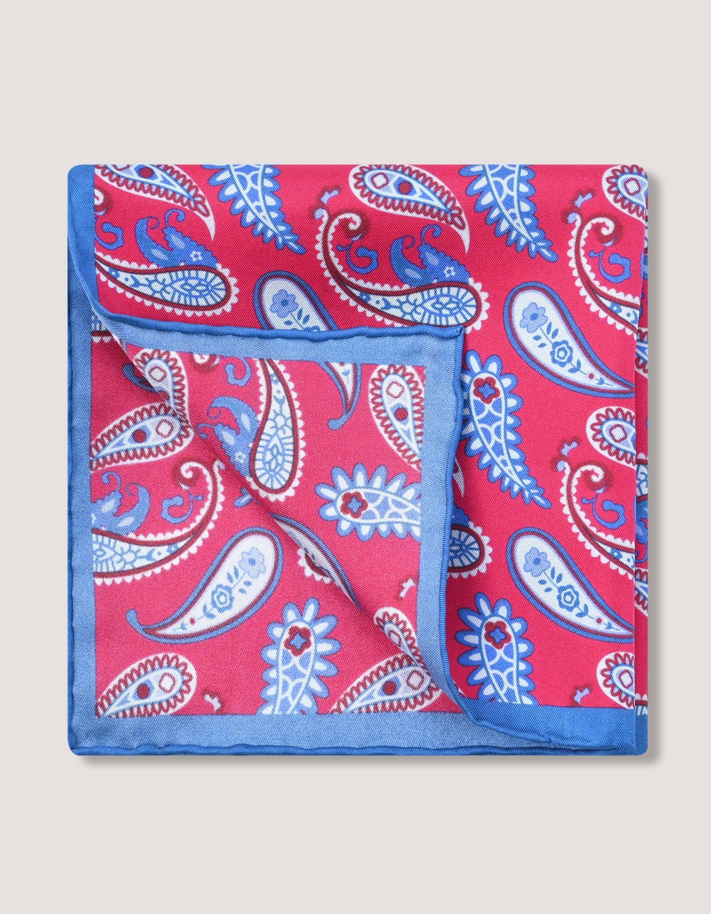 Crimson Red Paisley Print Pocket Square