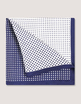 White & Blue Dotted Silk Pocket Square