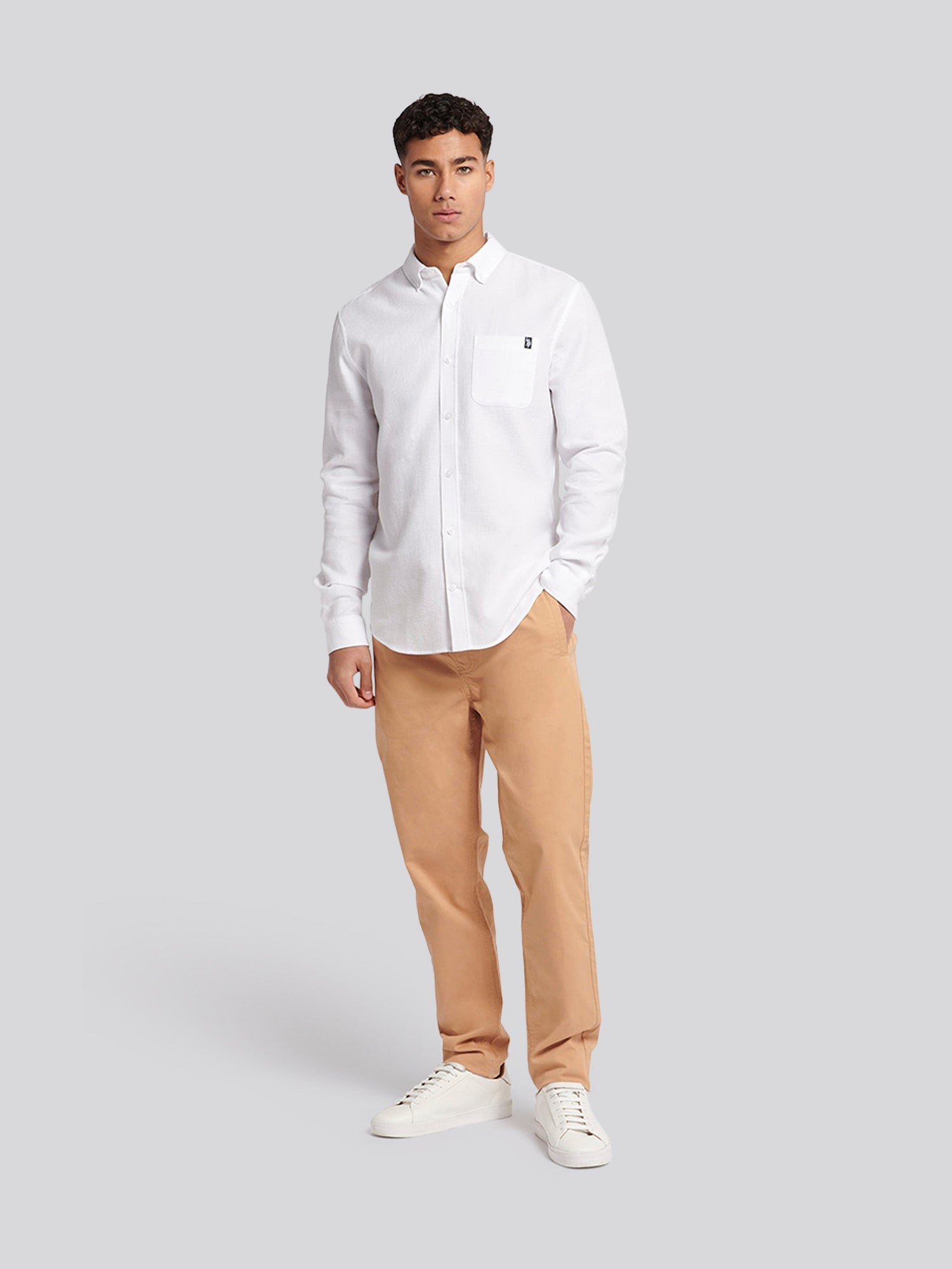 Mens Drawstring Waist Casual Trousers in Tan