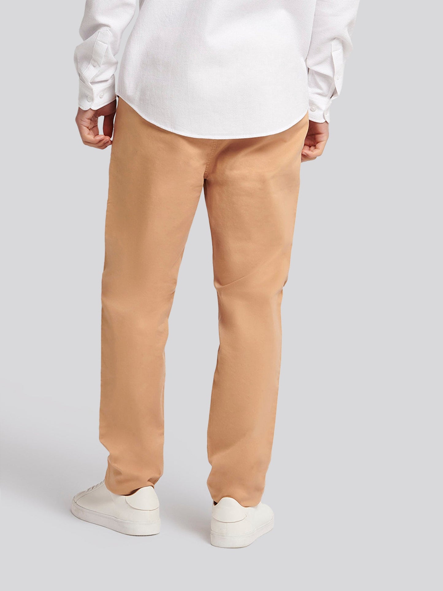 Mens Drawstring Waist Casual Trousers in Tan