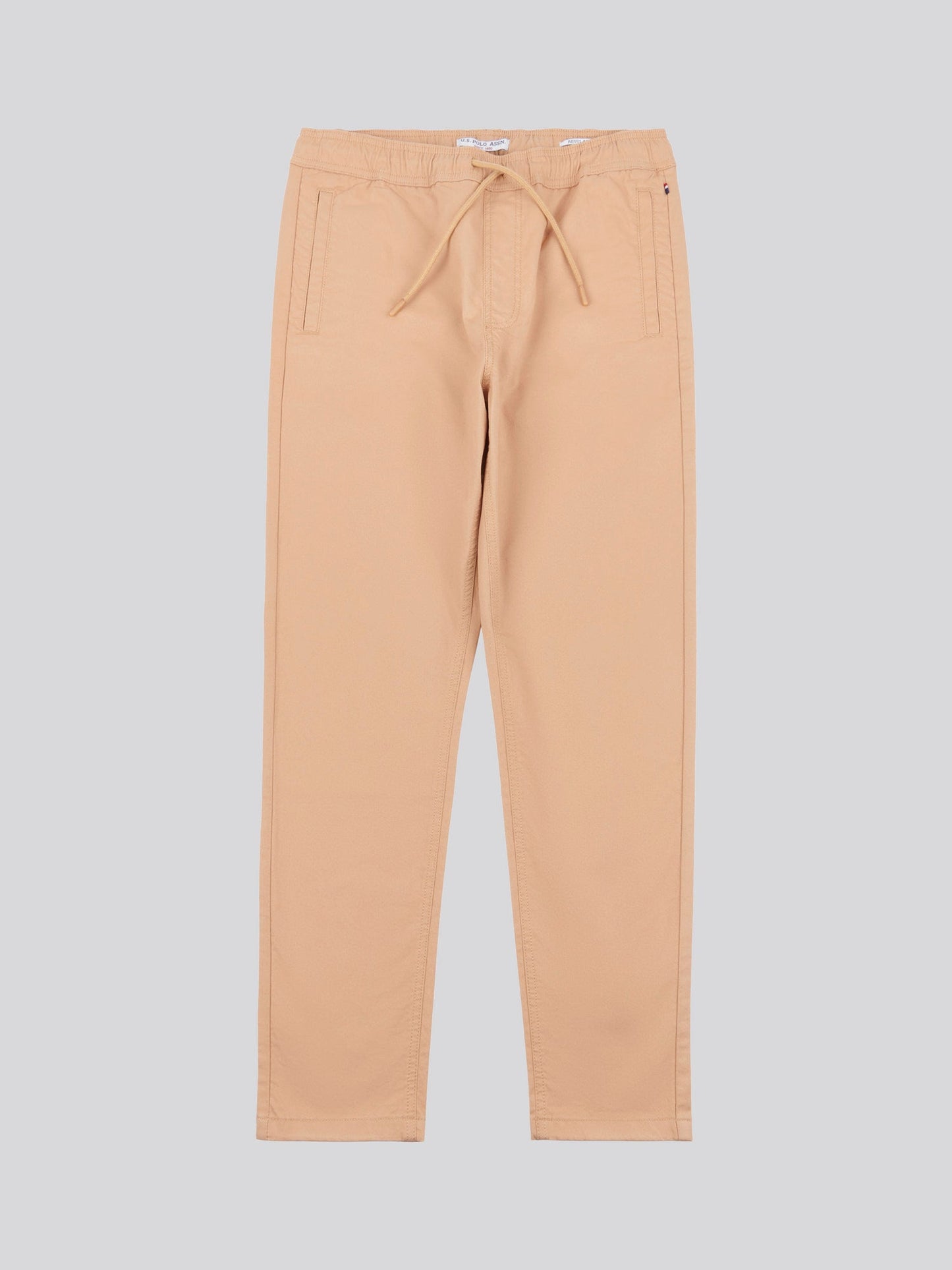 Mens Drawstring Waist Casual Trousers in Tan