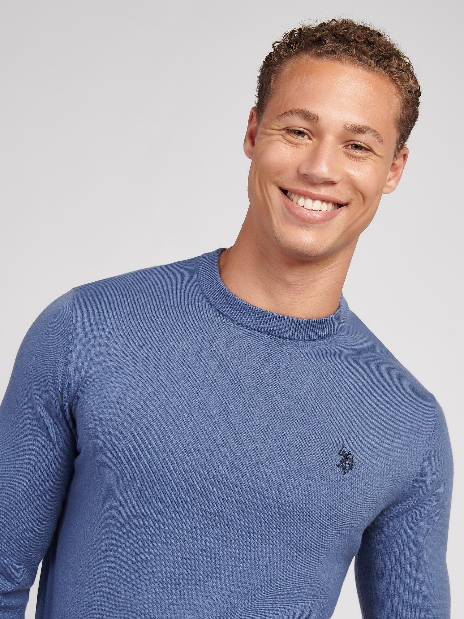 Mens Cotton Crewneck in Vintage Indigo