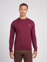 Mens Cotton Crewneck in Grape Wine