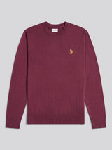 Mens Cotton Crewneck in Grape Wine
