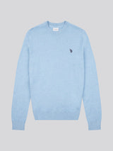 Mens Cotton Crewneck in Parisian Blue Marl