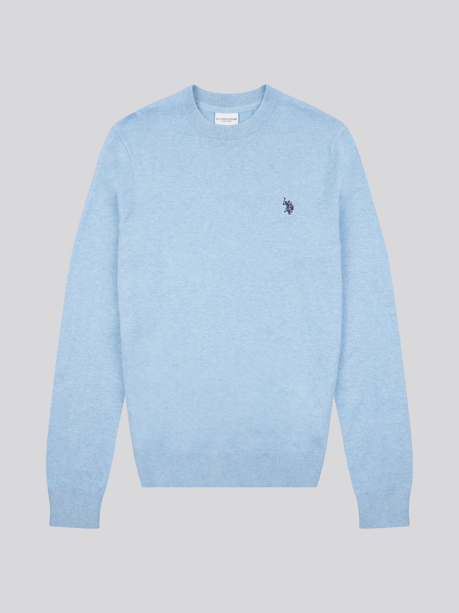 Mens Cotton Crewneck in Parisian Blue Marl