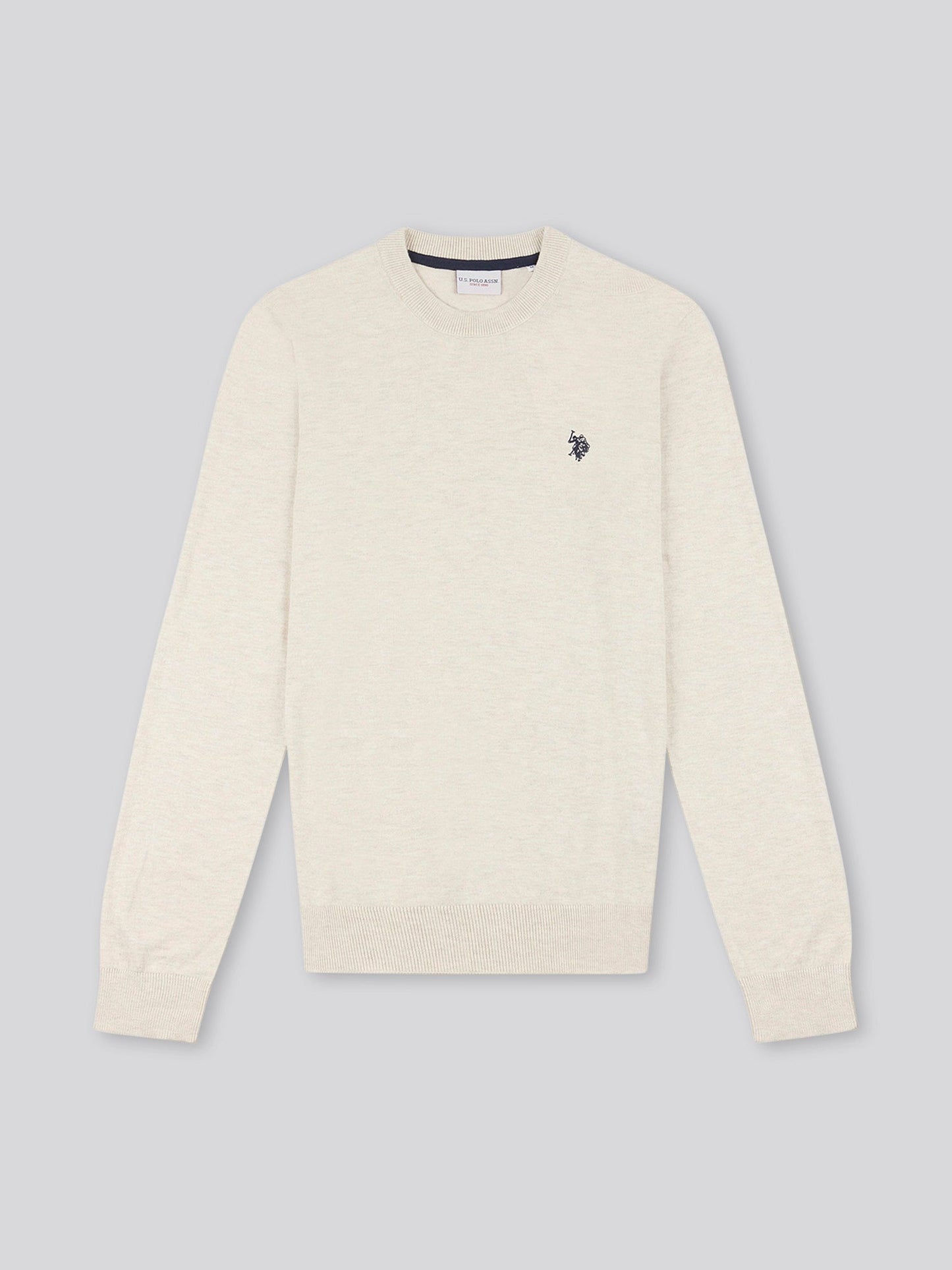 Mens Cotton Crewneck in Birch Marl
