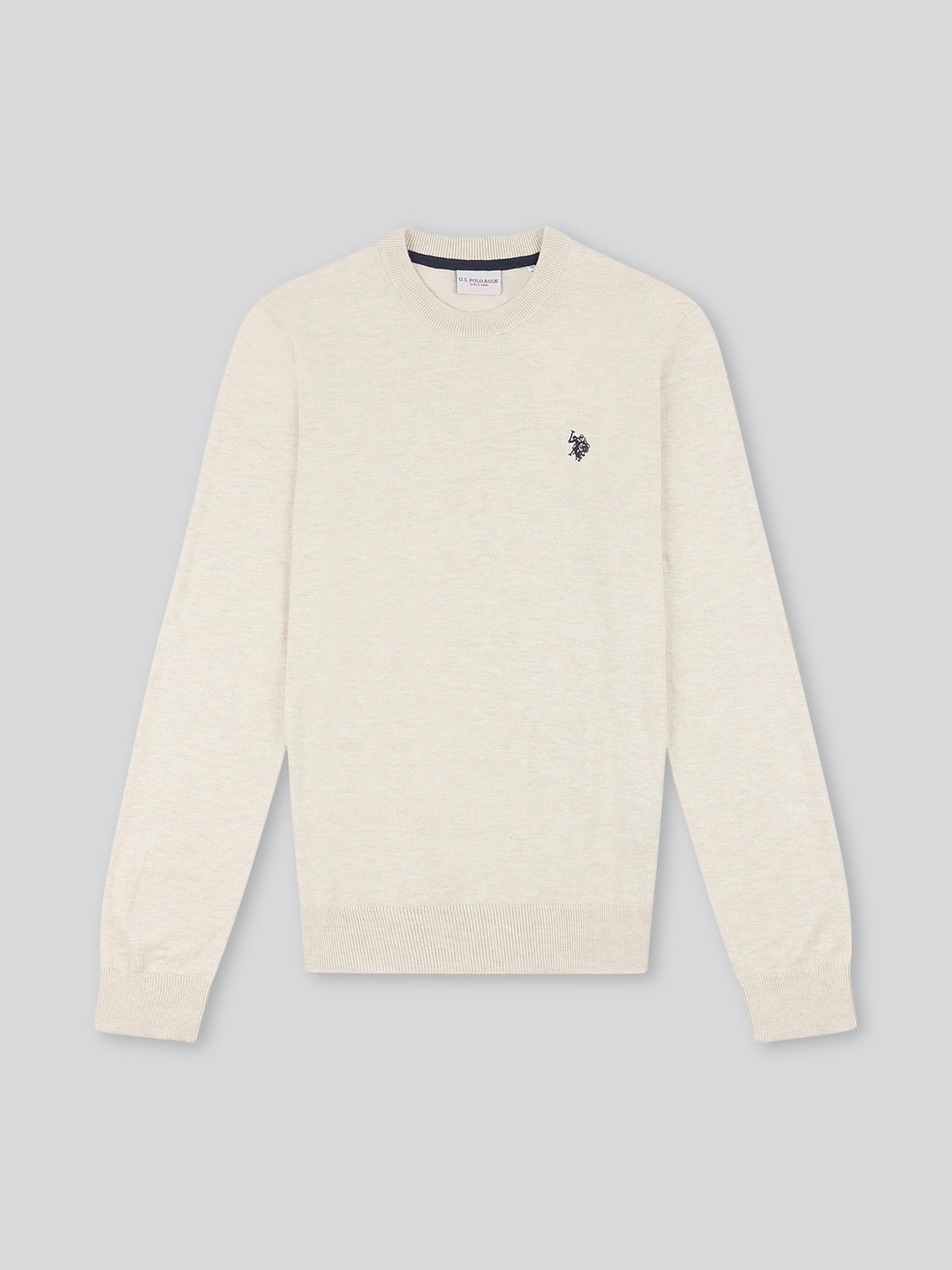 Mens Cotton Crewneck in Birch Marl