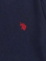 Mens Cotton Crewneck in Dark Sapphire Navy / Haute Red DHM
