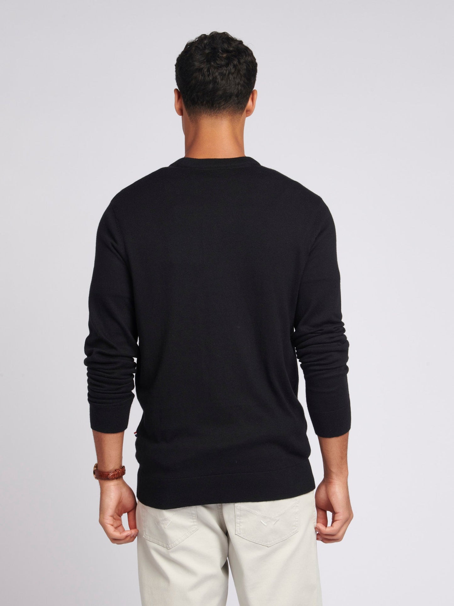 Mens Cotton Crewneck in Black Bright White DHM