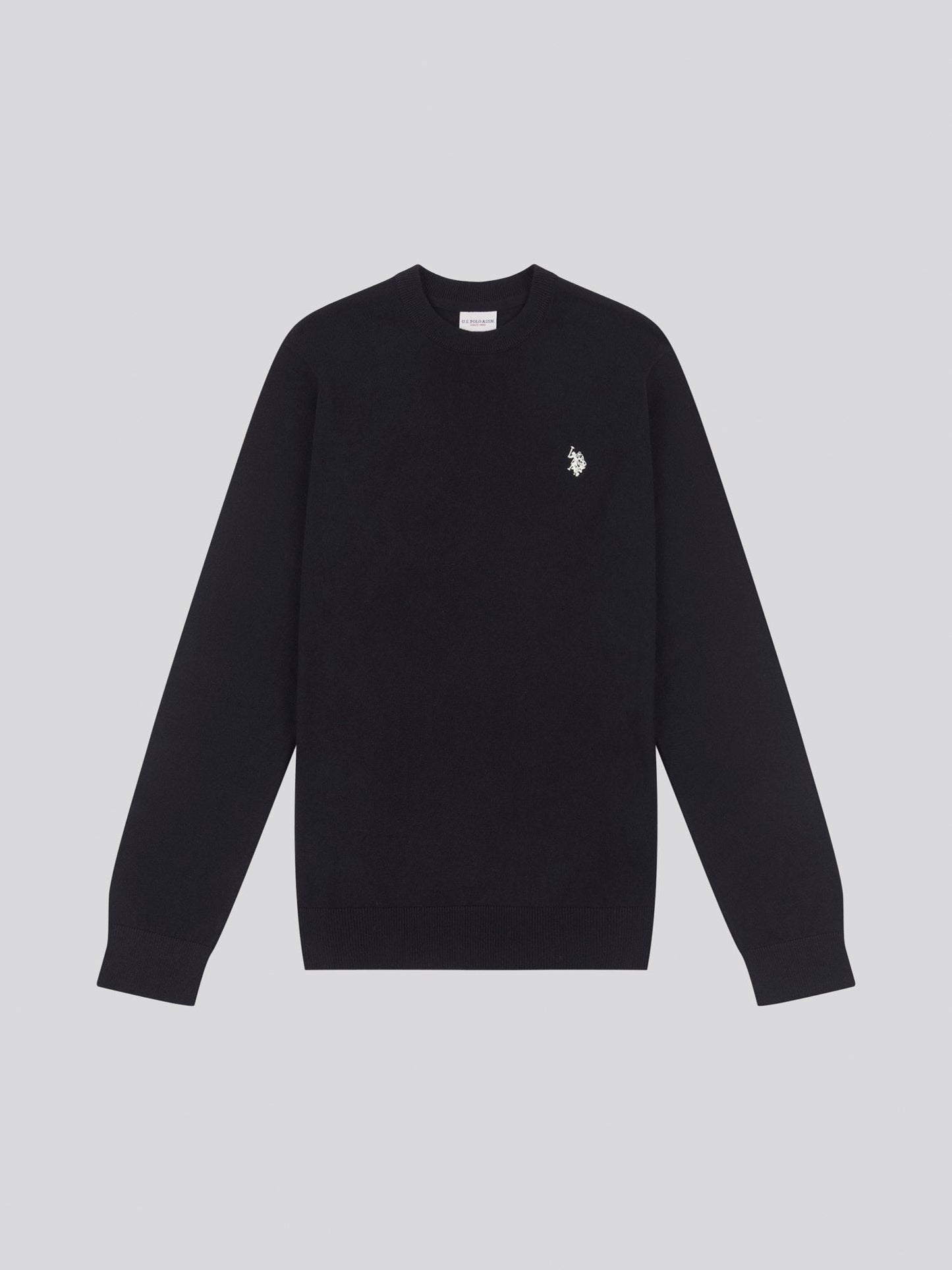 Mens Cotton Crewneck in Black Bright White DHM