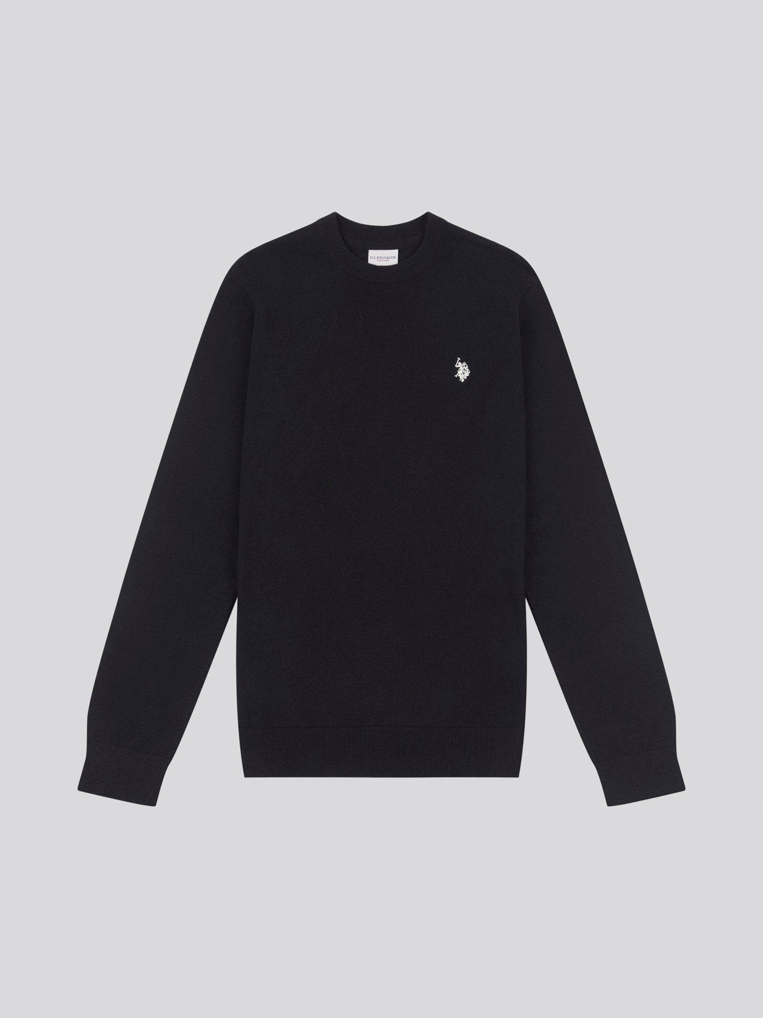 Mens Cotton Crewneck in Black Bright White DHM