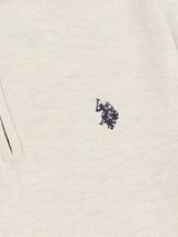 Mens Cotton Funnel Neck 1/4 Zip Knit in Birch Marl