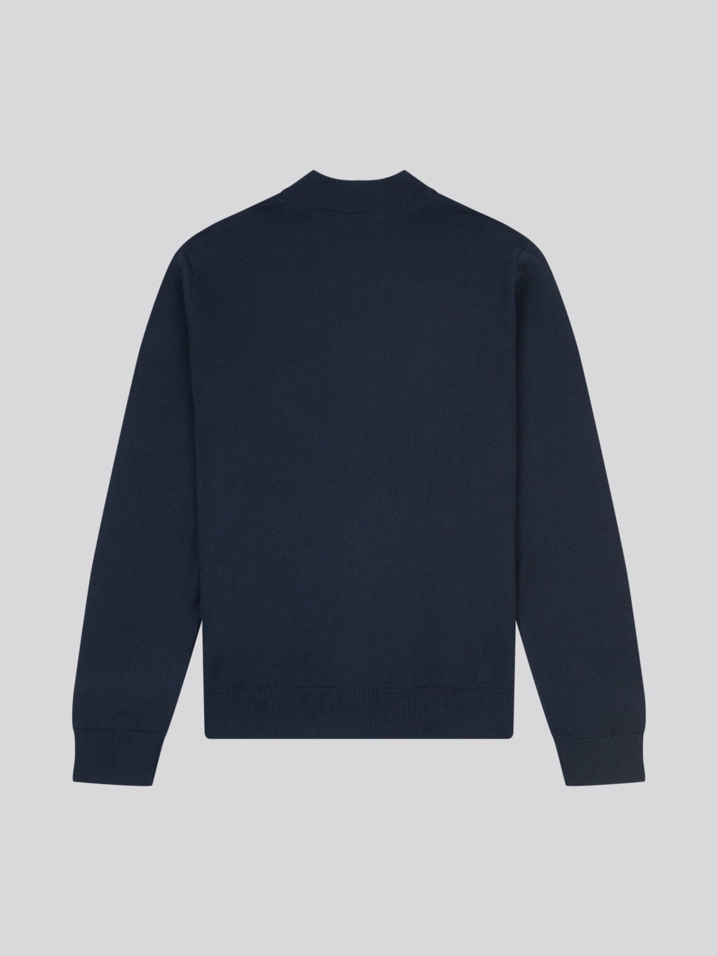 Mens Cotton Funnel Neck 1/4 Zip Knit in Dark Sapphire Navy / Haute Red DHM