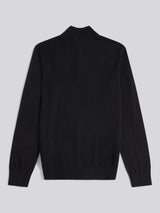 Mens Cotton Funnel Neck 1/4 Zip Knit in Black Bright White DHM