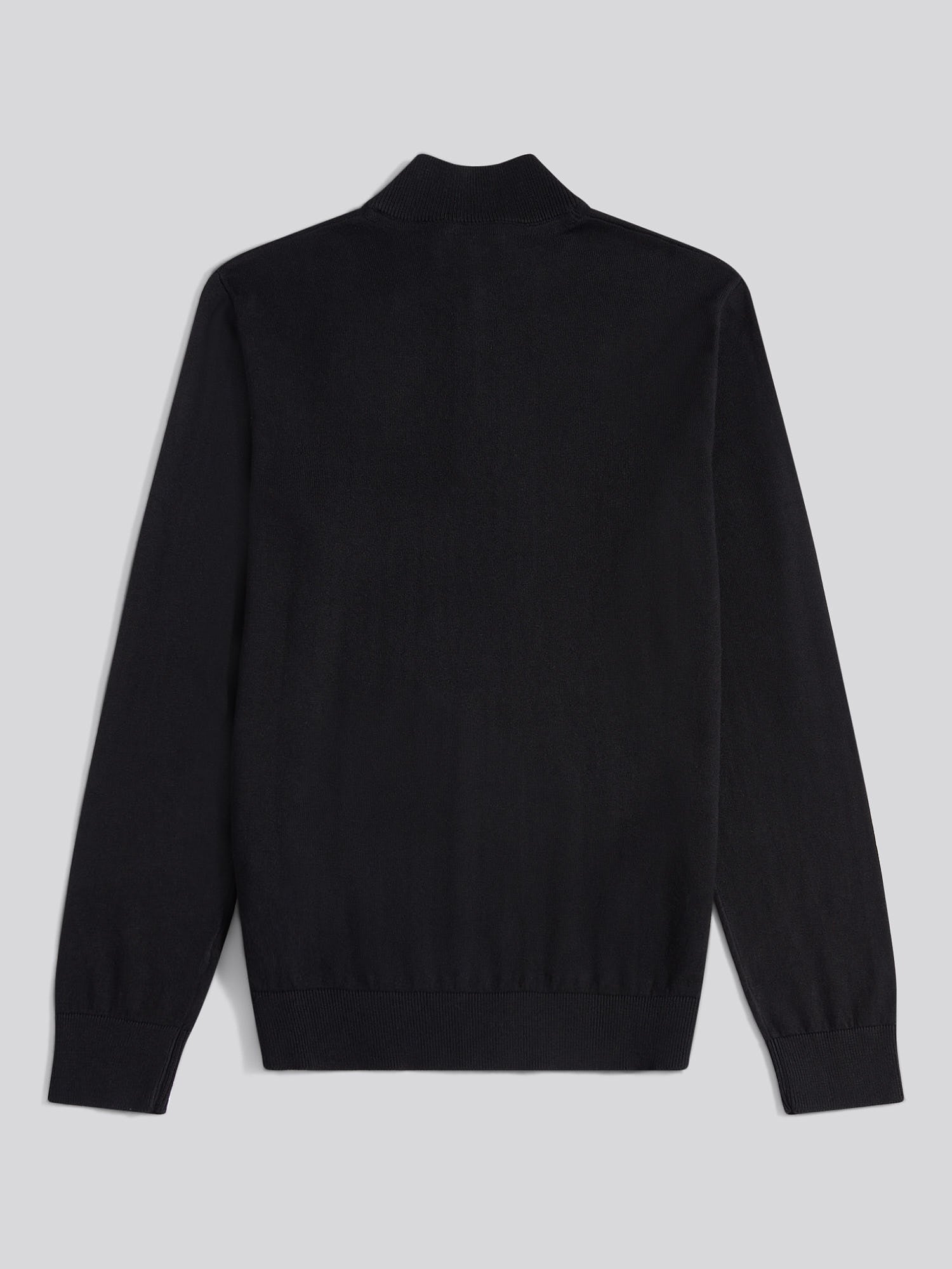 Mens Cotton Funnel Neck 1/4 Zip Knit in Black Bright White DHM
