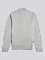 Mens Cotton Funnel Neck 1/4 Zip Knit in Mid Grey Marl