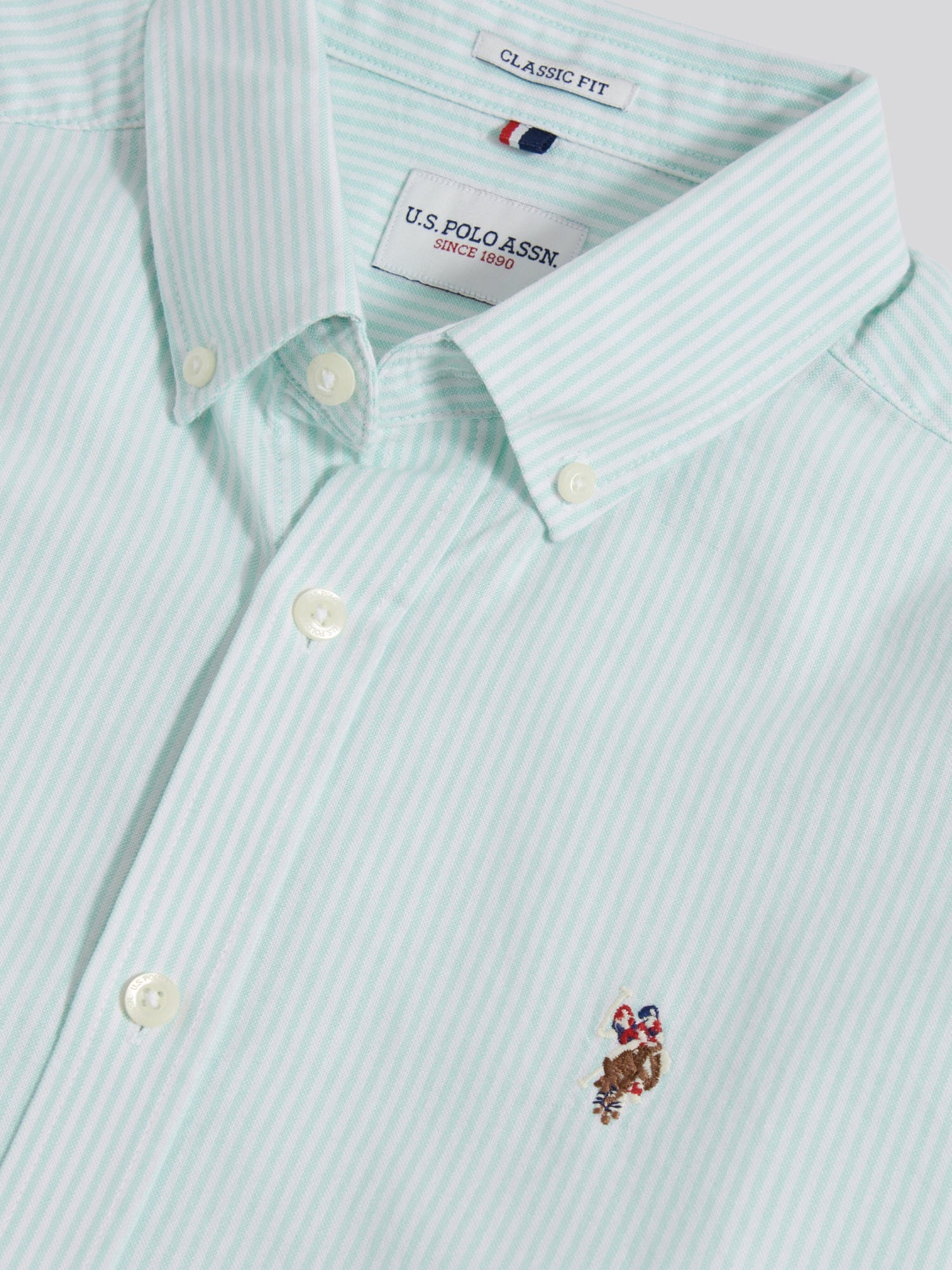 Mens Oxford Stripe  Shirt Ice Green