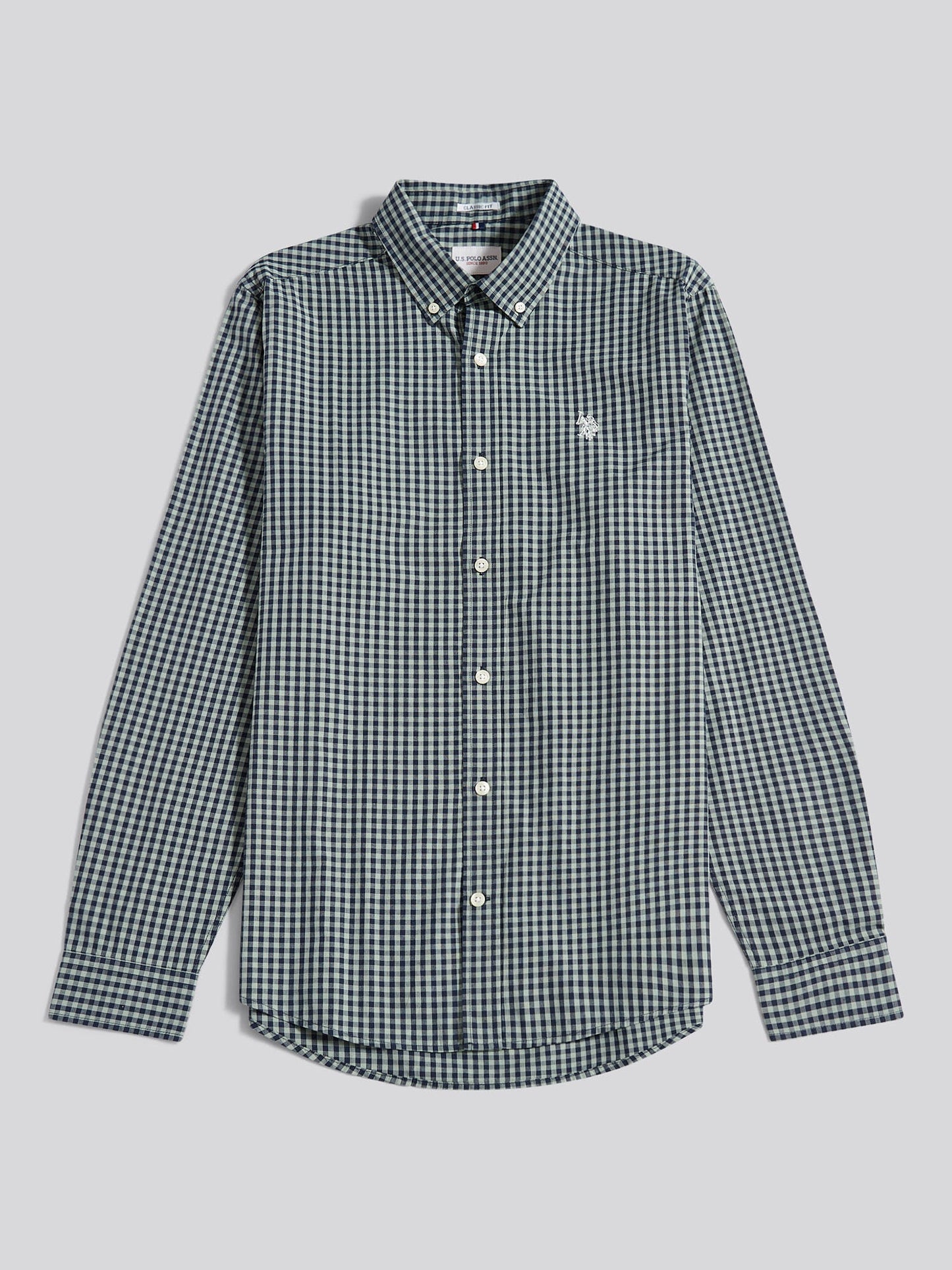Mens Gingham Shirt in Iceberg Green