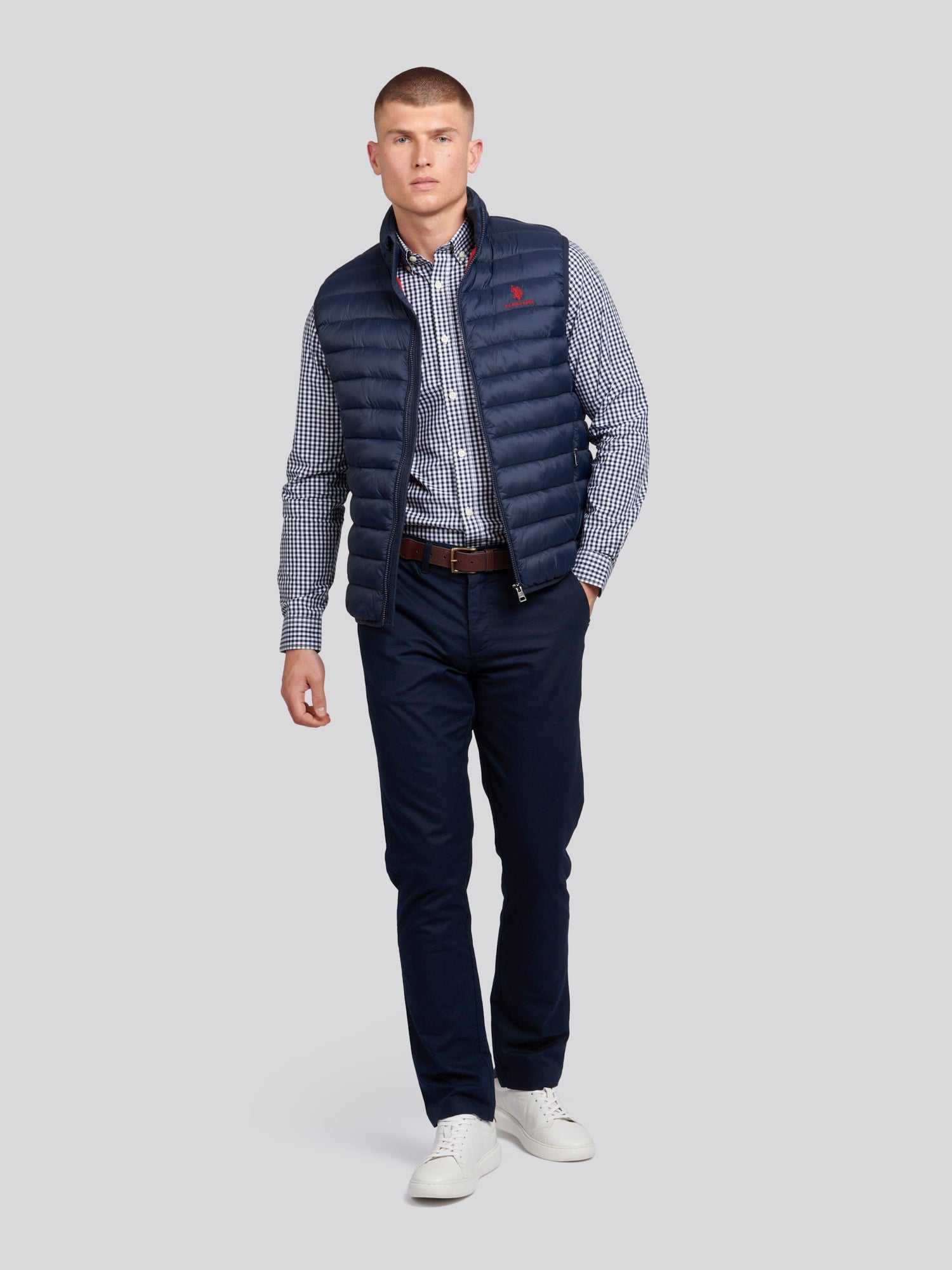 Mens Gingham Shirt in Dark Sapphire Navy