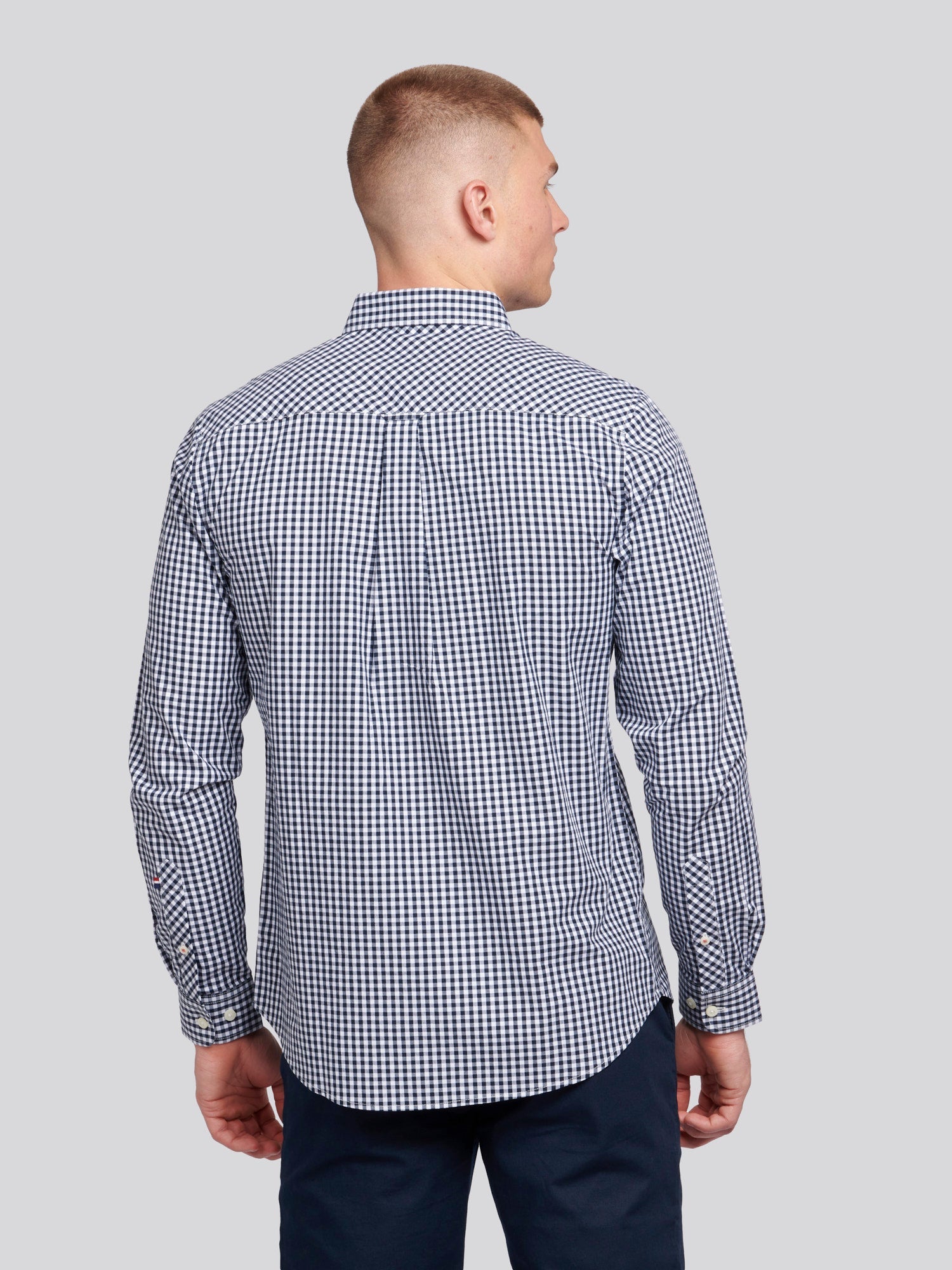 Mens Gingham Shirt in Dark Sapphire Navy