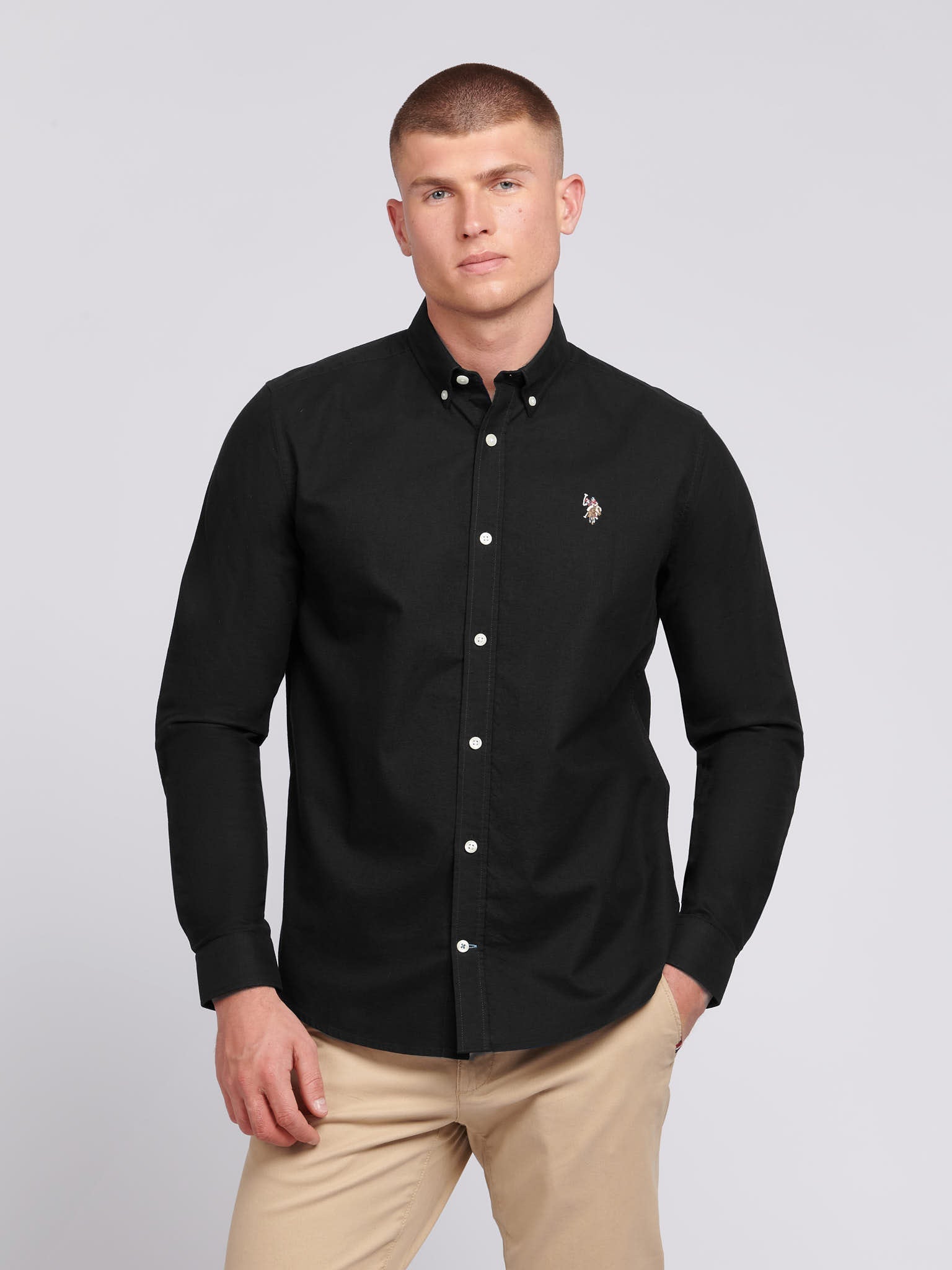 Mens Peached Oxford Shirt Black