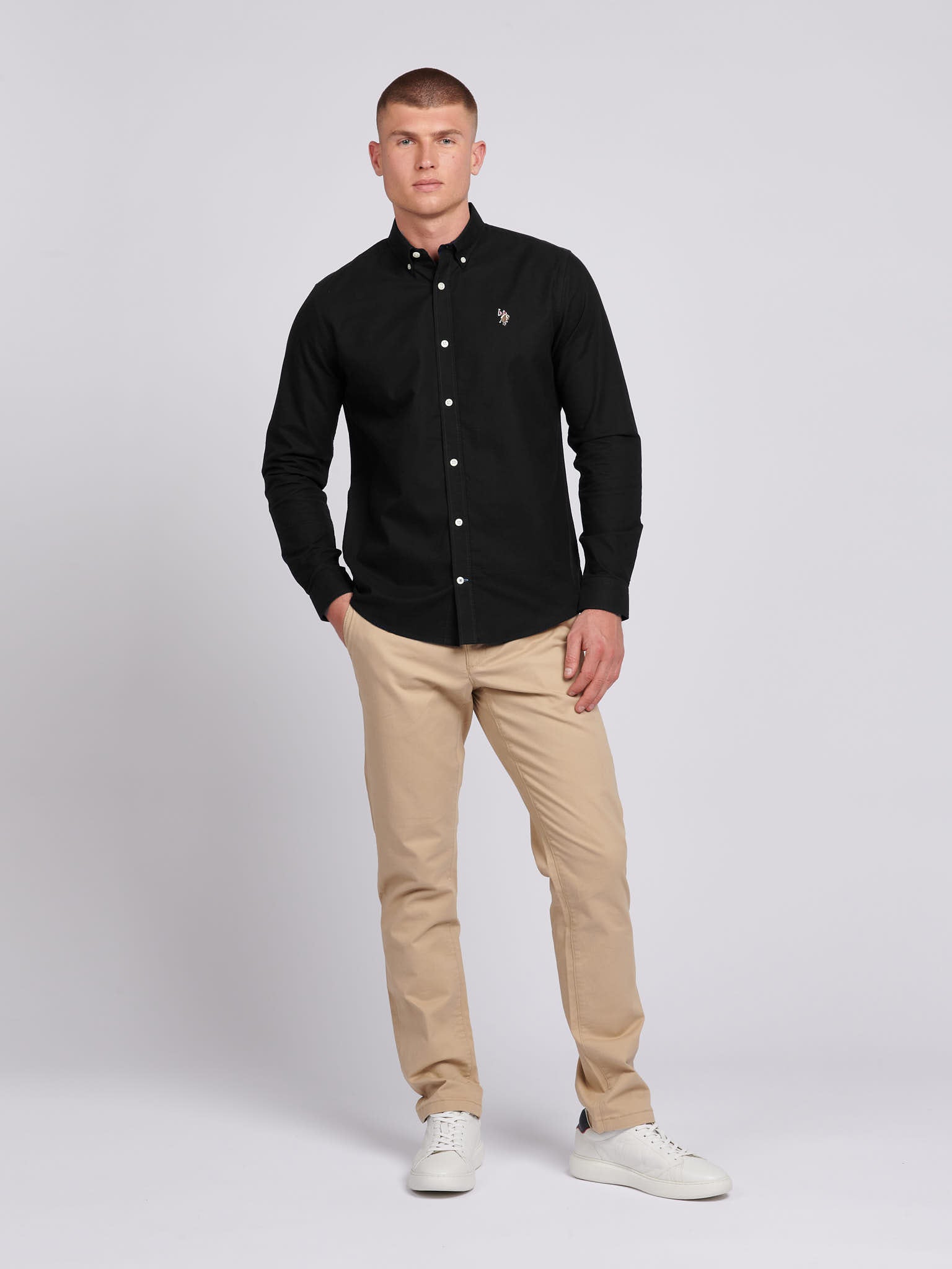 Mens Peached Oxford Shirt Black