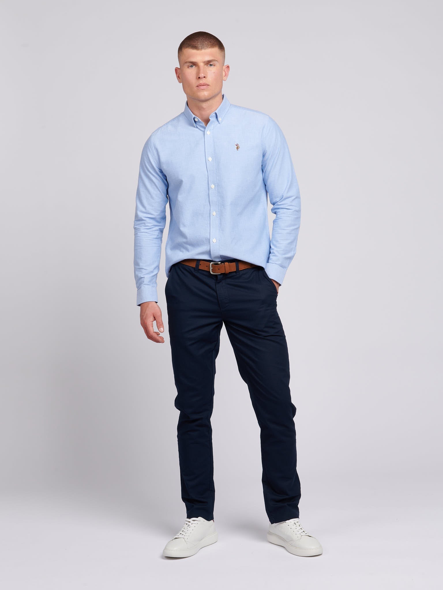 Mens Peached Oxford Shirt Blue Yonder