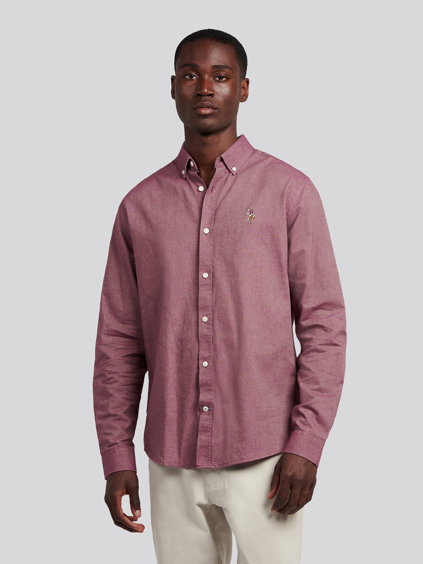 Mens Peached Oxford Shirt Grape Wine