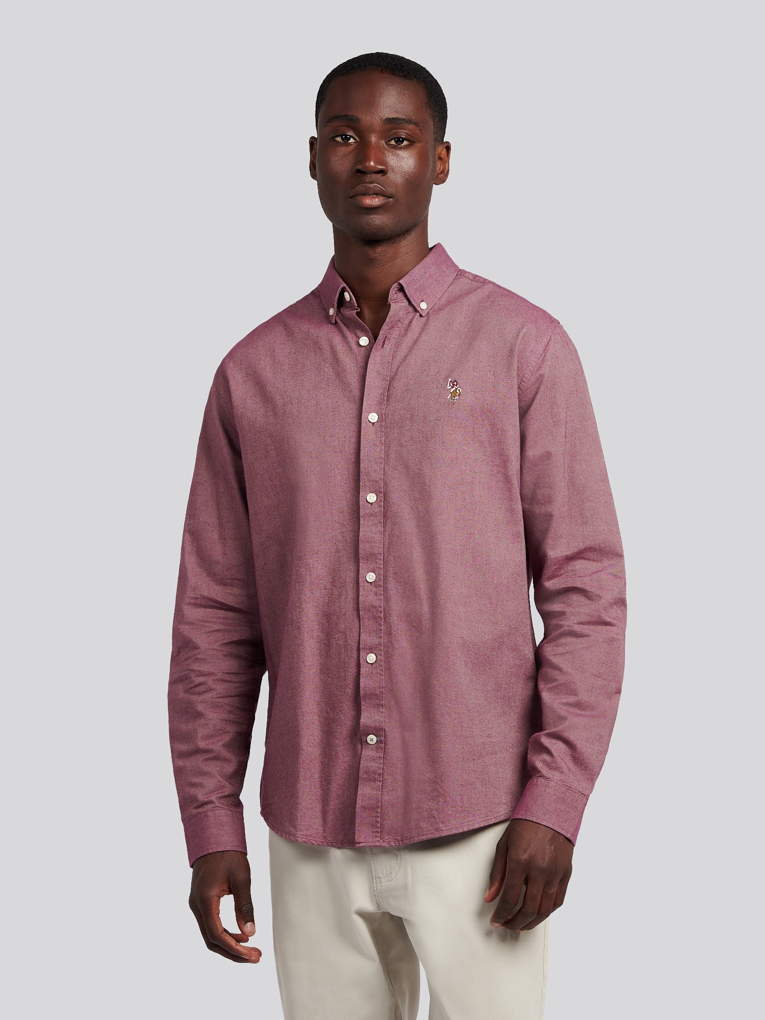 Mens Peached Oxford Shirt Grape Wine