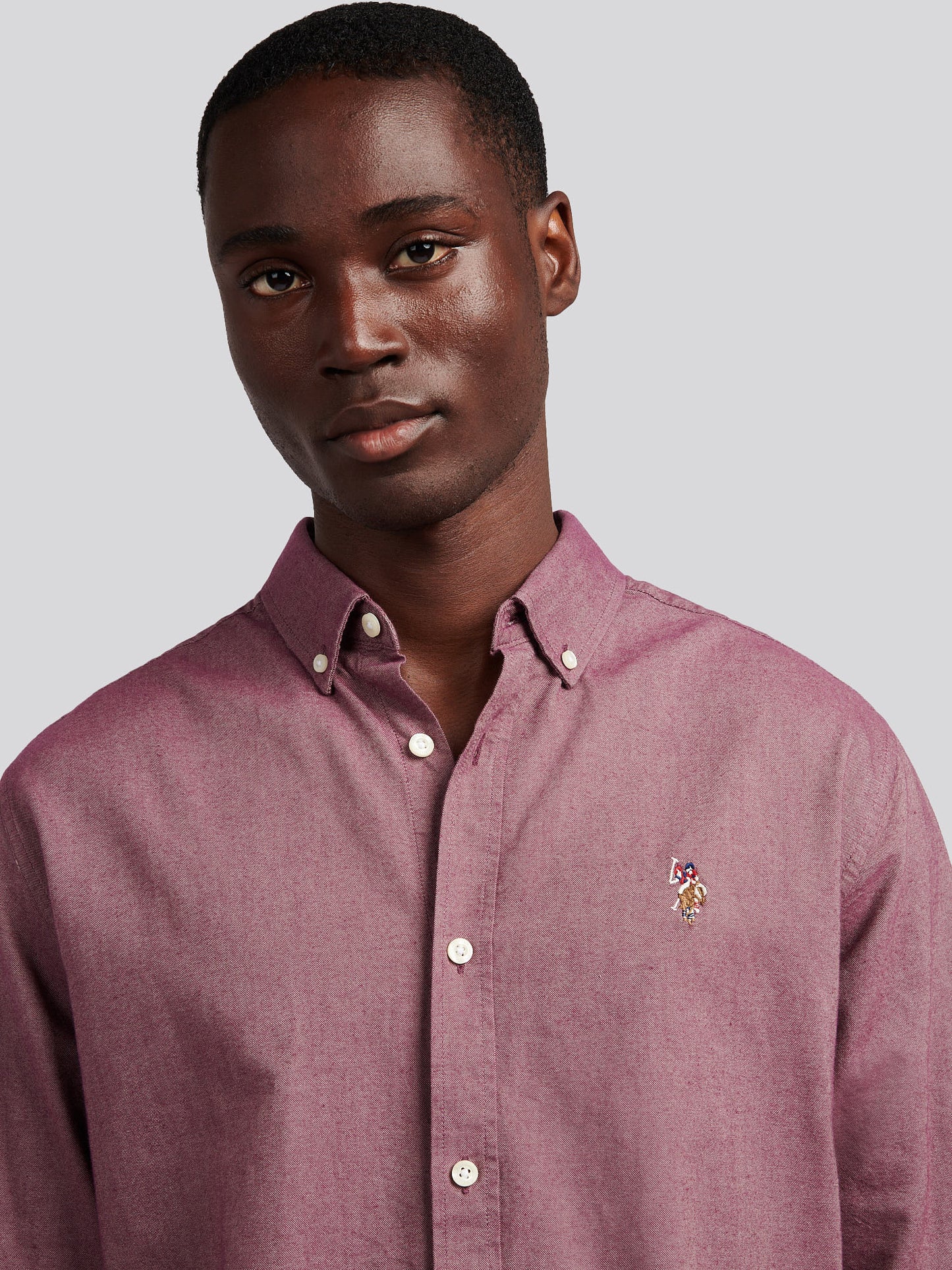 Mens Peached Oxford Shirt Grape Wine