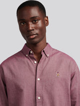 Mens Peached Oxford Shirt Grape Wine