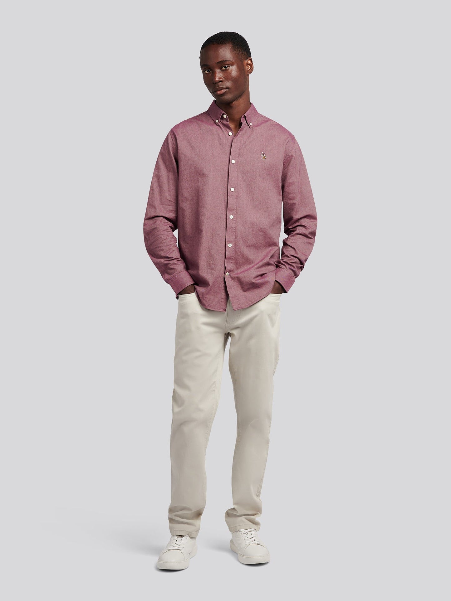 Mens Peached Oxford Shirt Grape Wine