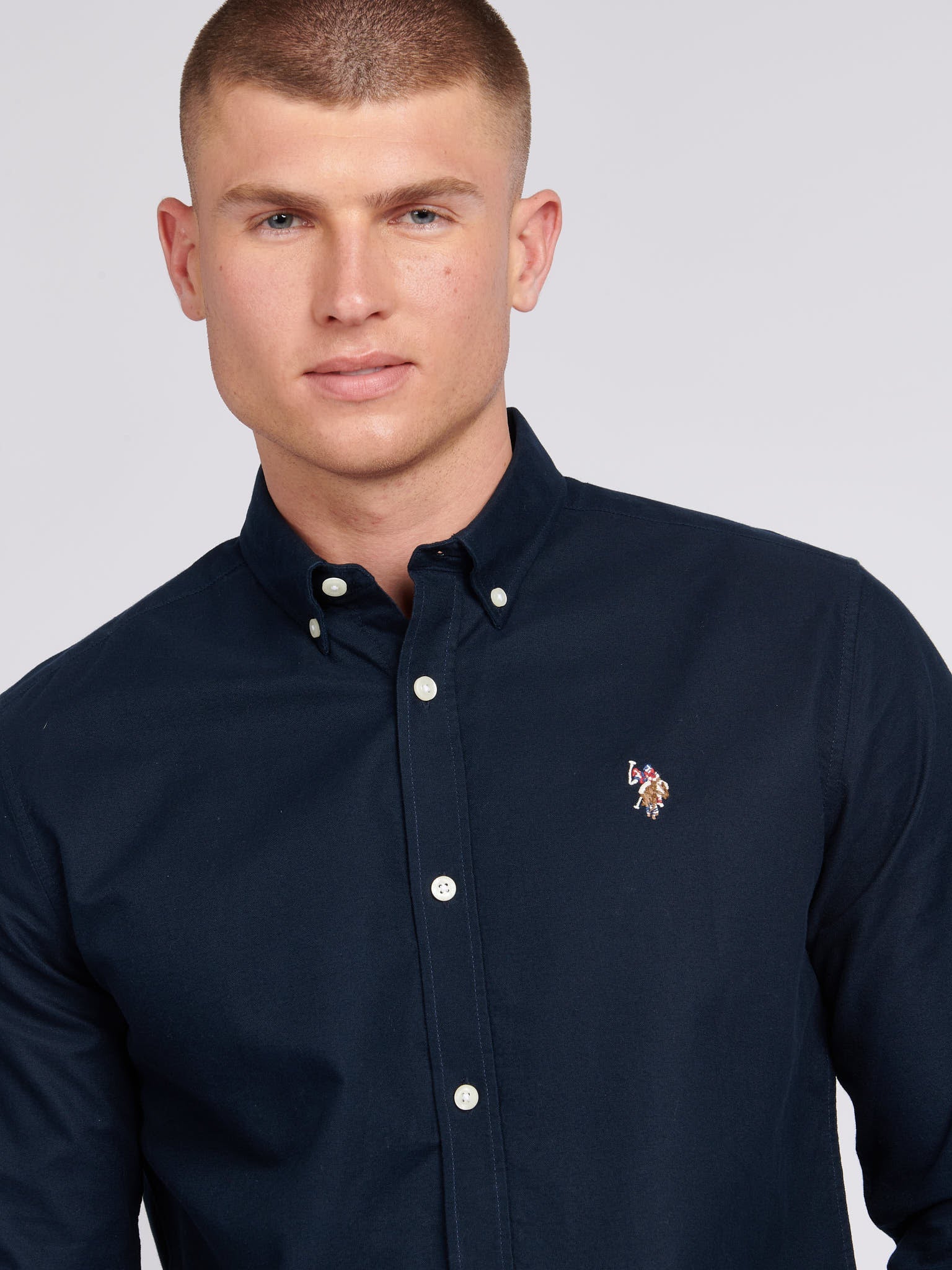 Mens Peached Oxford Shirt Dark Sapphire Navy