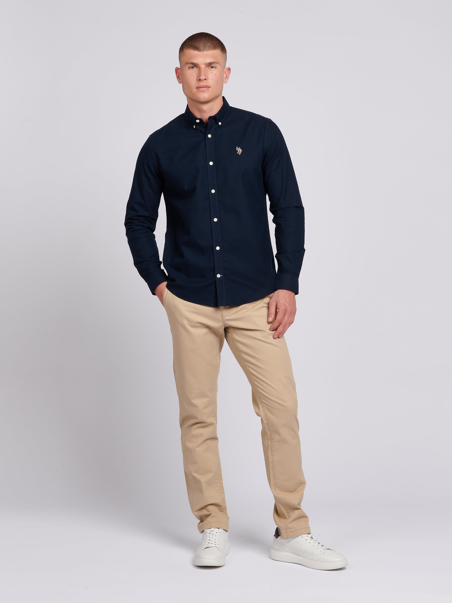 Mens Peached Oxford Shirt Dark Sapphire Navy