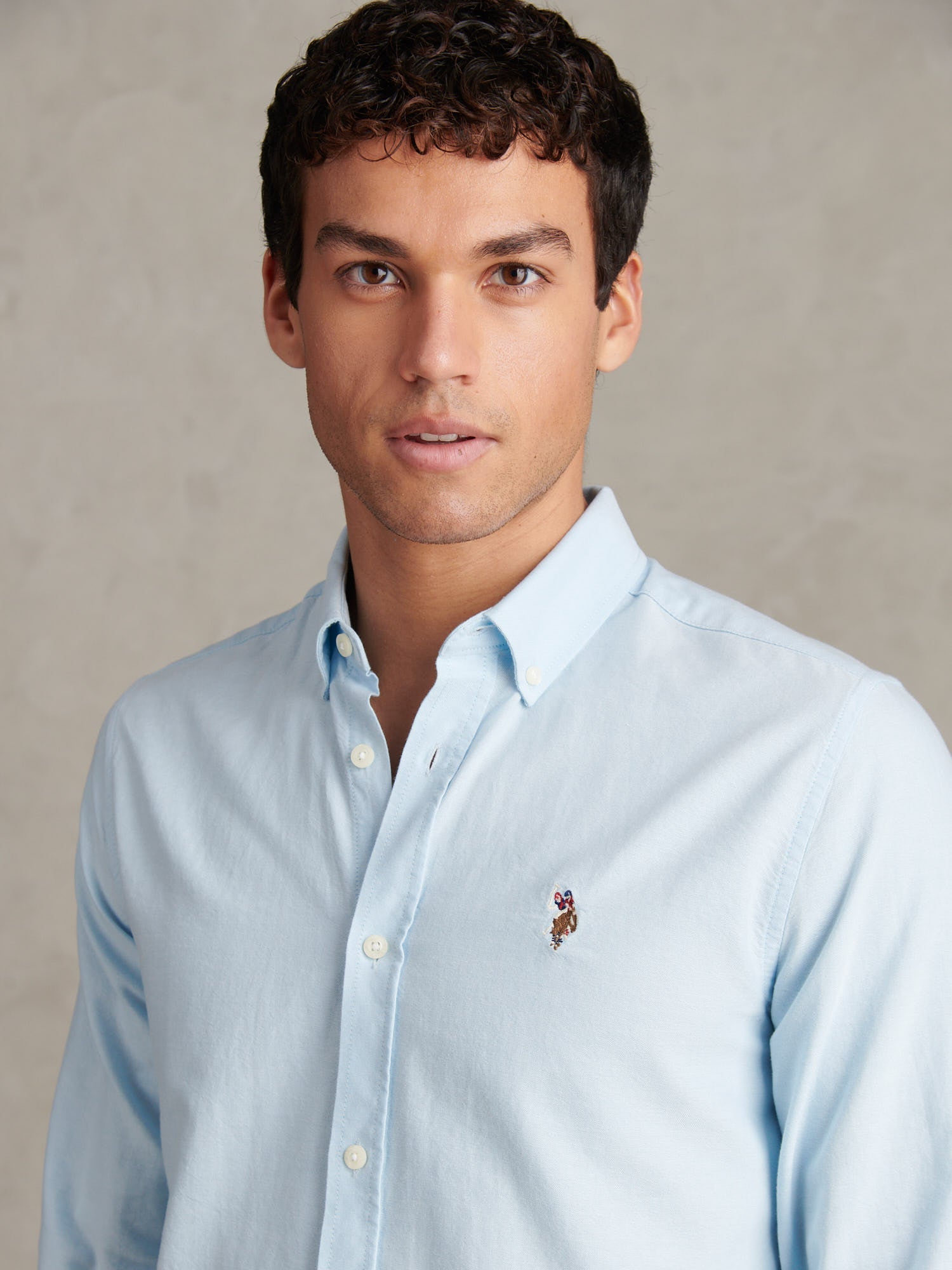Mens Peached Oxford Shirt Ice Blue