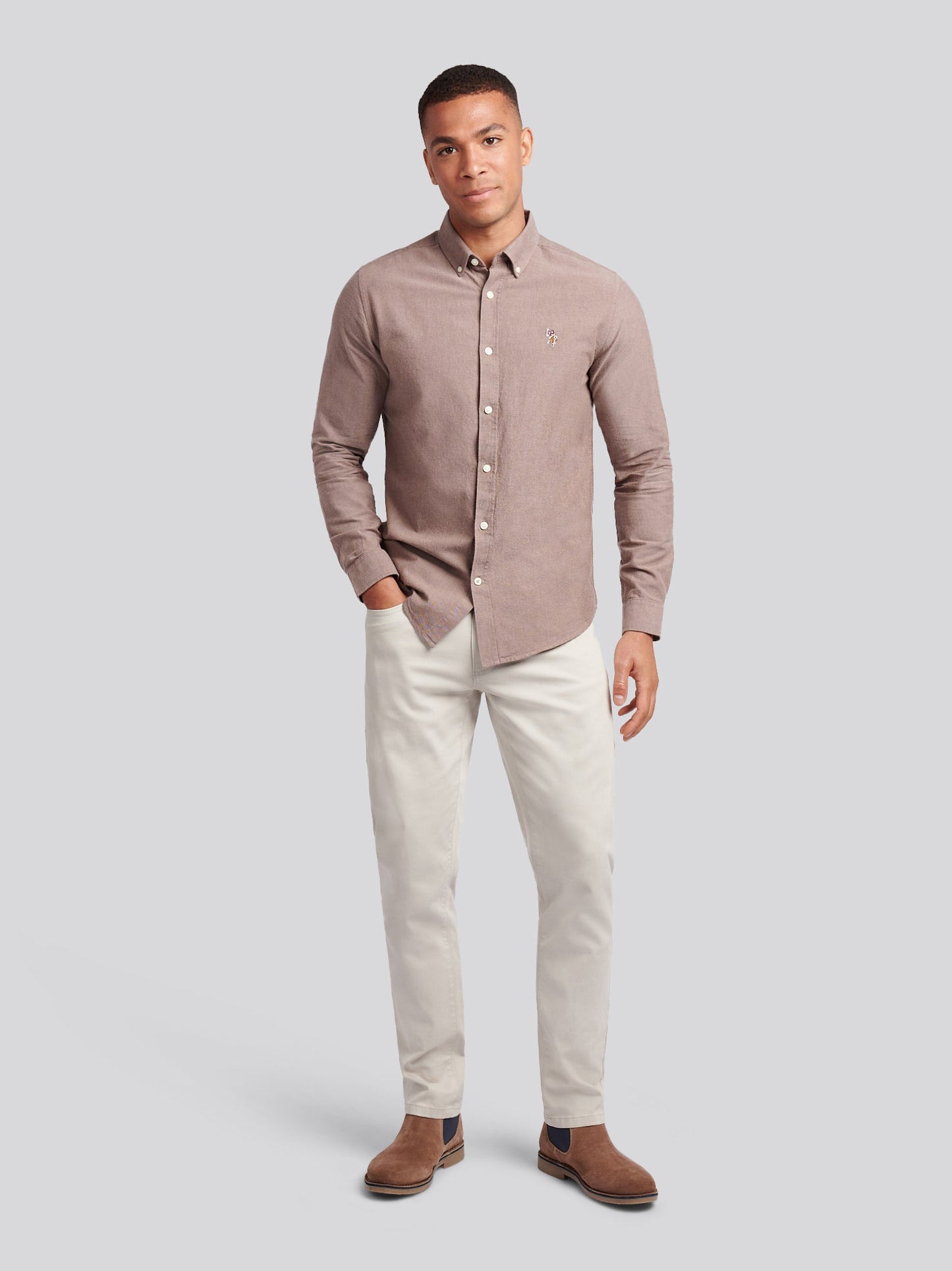 Mens Peached Oxford Shirt Chocolate Martini