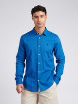 Mens Linen Blend Shirt Deja Vu Blue