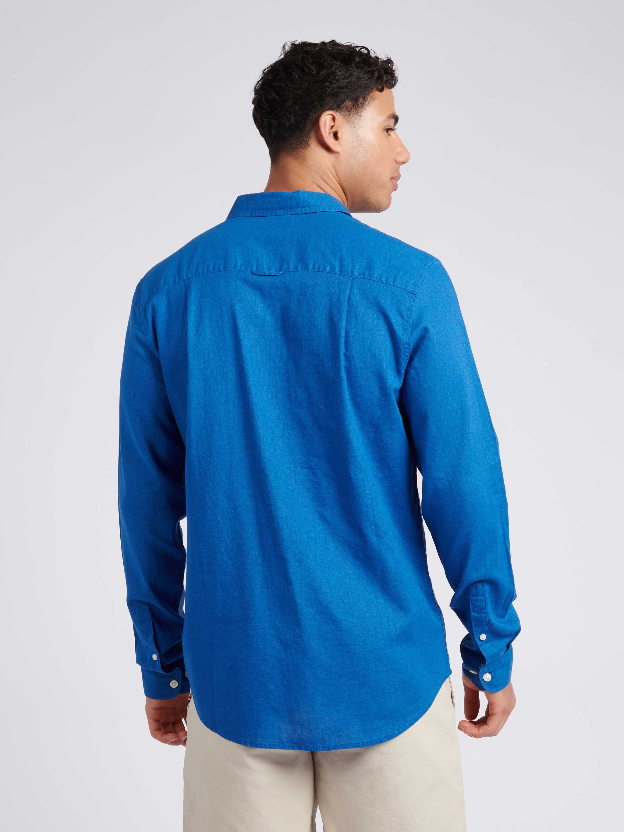 Mens Linen Blend Shirt Deja Vu Blue