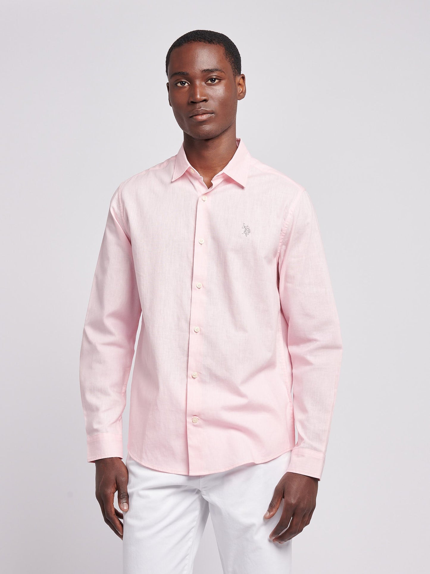 Mens Linen Blend Shirt Pink a Boo