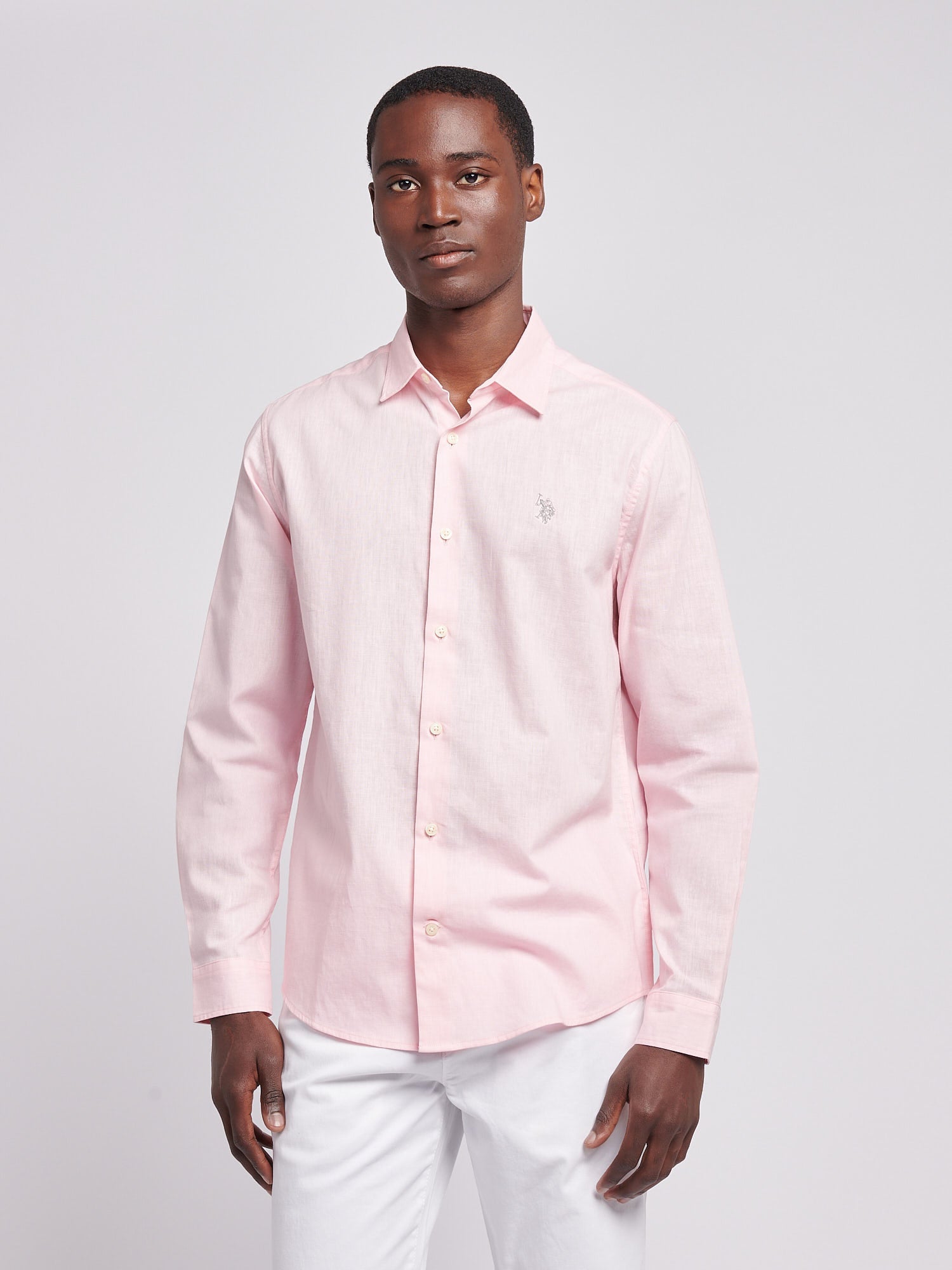 Mens Linen Blend Shirt Pink a Boo