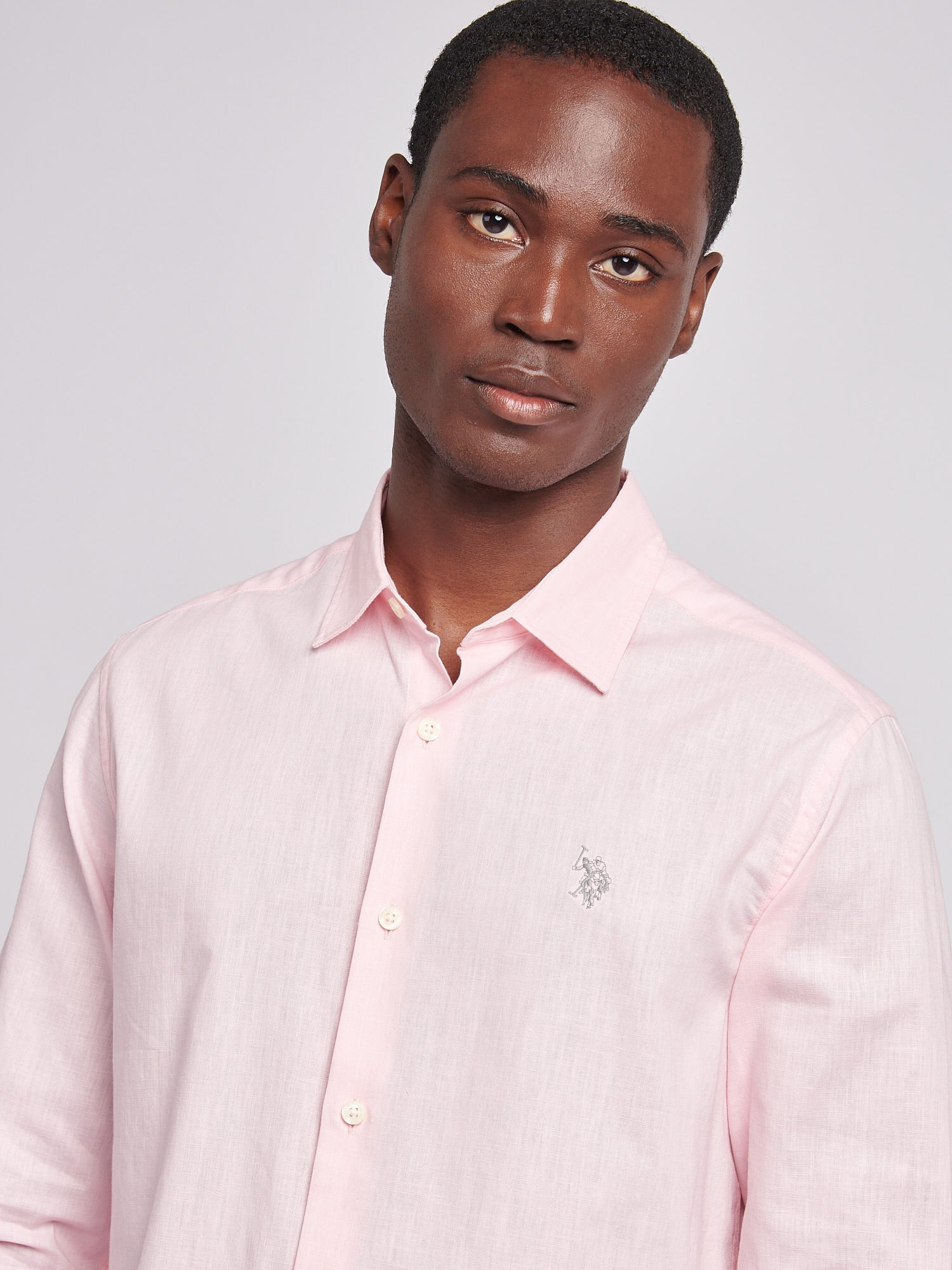 Mens Linen Blend Shirt Pink a Boo