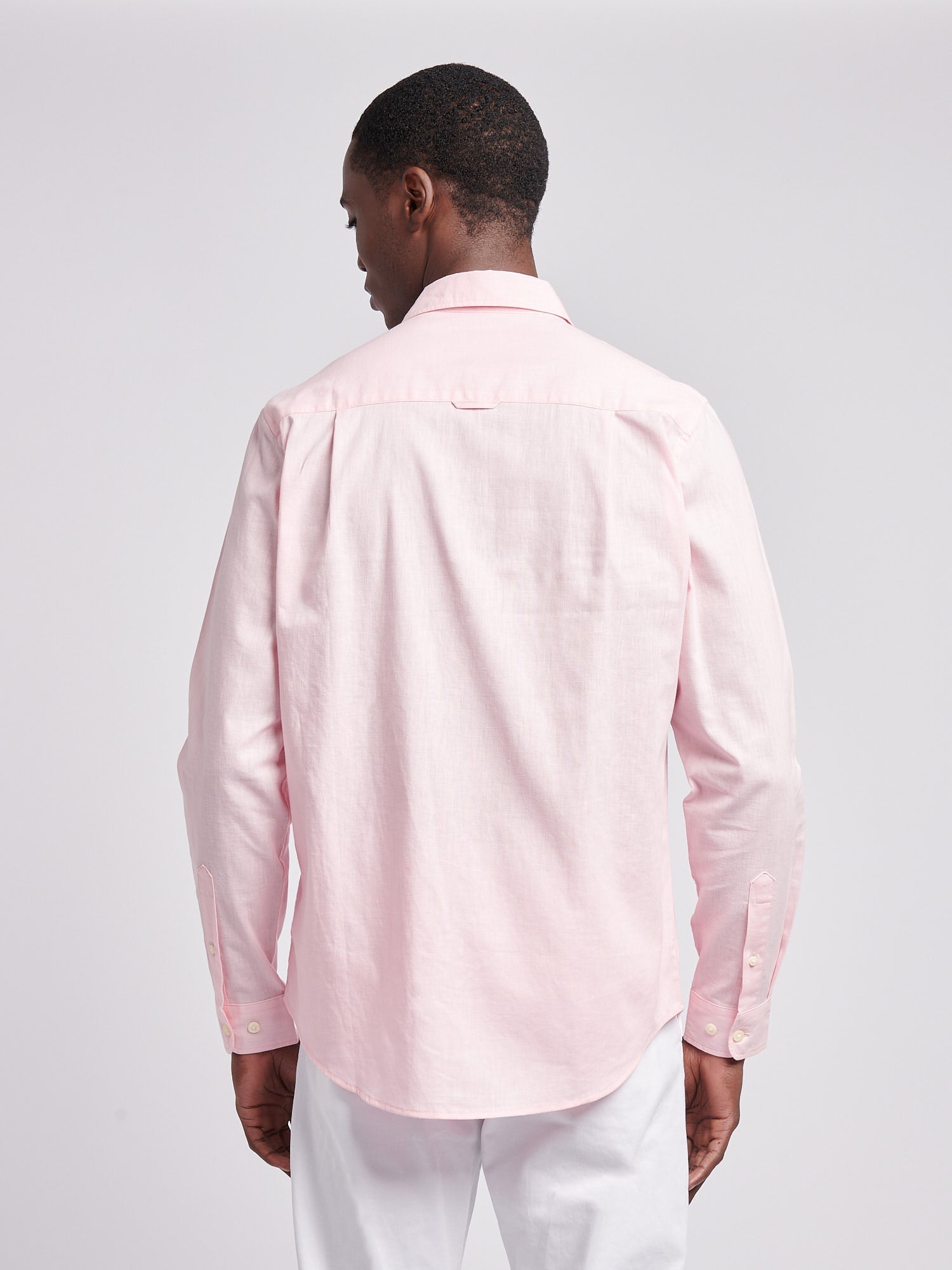 Mens Linen Blend Shirt Pink a Boo