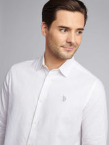 Mens Linen Blend Shirt Bright White / Harbour Mist