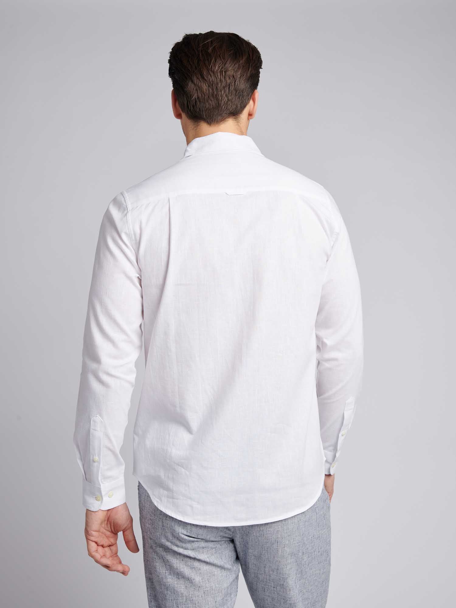 Mens Linen Blend Shirt Bright White / Harbour Mist