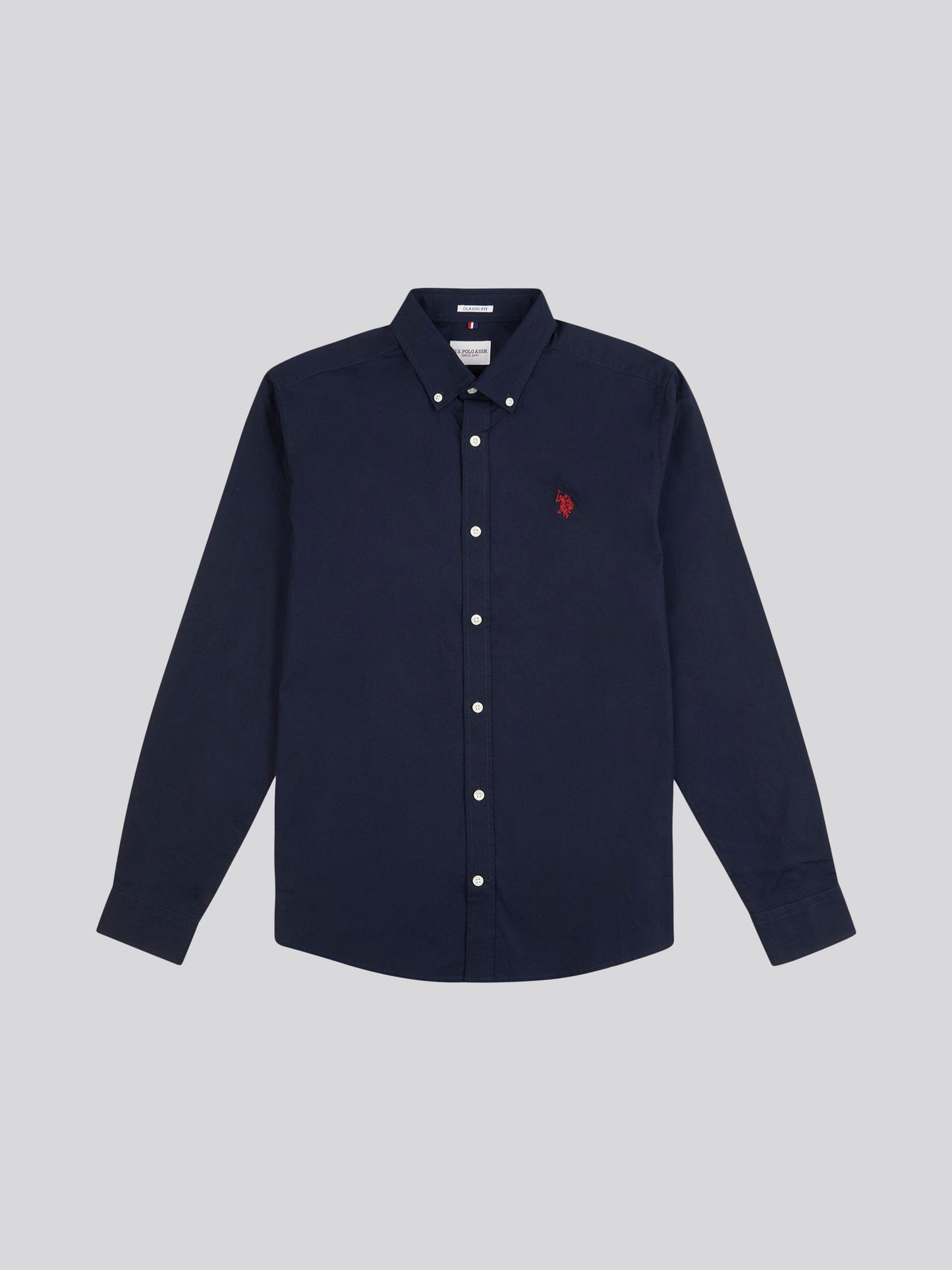 Mens Stretch Cotton Poplin Shirt Dark Sapphire Navy / Haute Red DHM