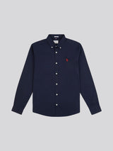 Mens Stretch Cotton Poplin Shirt Dark Sapphire Navy / Haute Red DHM