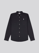 Mens Stretch Cotton Poplin Shirt Black Bright White DHM