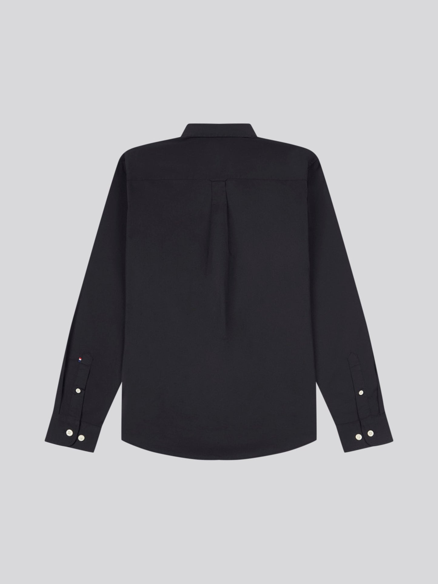 Mens Stretch Cotton Poplin Shirt Black Bright White DHM