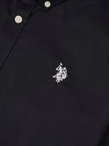 Mens Stretch Cotton Poplin Shirt Black Bright White DHM